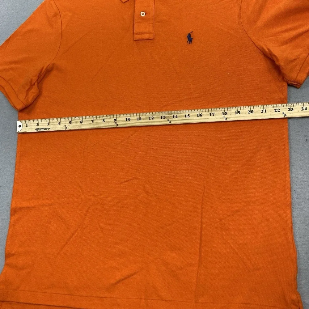 Polo Ralph Lauren Polo Shirt Mens Large Orange Classic Fit Short Sleeve Pony